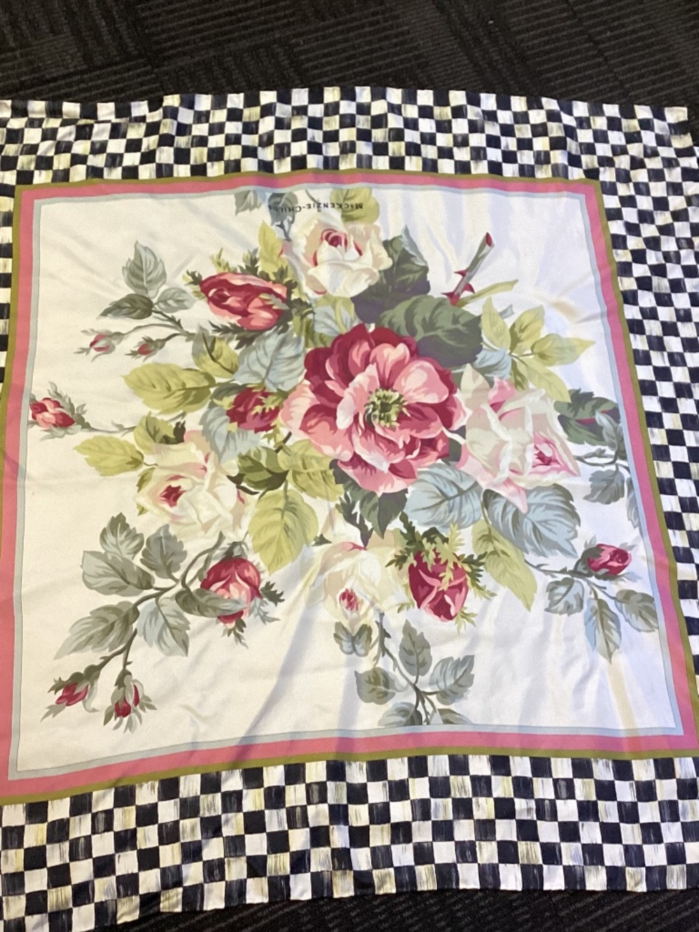 Mackenzie CHILD RARE SILK SCARF COURTLEY CHECK. FLORAL OMG ❣️❣️❣️❣️❣️